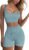 QINSEN Workout Sets for Women 2 Piece Seamless Ribbed Crop Tank High Waist Shorts Yoga Outfits