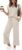 Saloogoe Two Piece Sets for Women Summer Outfits Lounge Sets V Neck Tops Wide Leg Pants Woman Vacation Travel Outfits