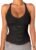 Danysu V Neck Racer Back Tank Top for Women Padded Ribbed Long Tank Fitted Basic Cami Tops