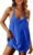 Zhiyouni Women’s Summer Sleeveless Mini Dress V Neck Spaghetti Straps Athletic Built-in Shorts Sundress