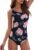 Modest Full Coverage One Piece Swimsuit Floral Bathing Suit Criss Cross Back Swimwear with Built-in Bra