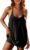 Zhiyouni Women’s Summer Sleeveless Mini Dress V Neck Spaghetti Straps Athletic Built-in Shorts Sundress