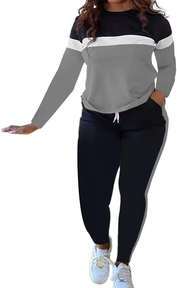 HTD Womens 2 Piece Outfits Casual Sweatsuits Long Sleeve Tracksuit Matching Sets