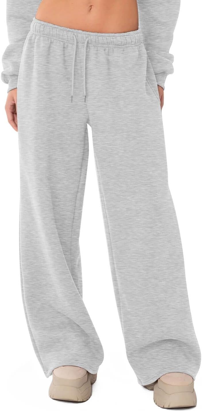 Ugerlov Wide Leg Sweatpants Women 2026 Trendy Fleece Lined Baggy Sweat Pants Athletic Lounge Sweatpant with Pockets