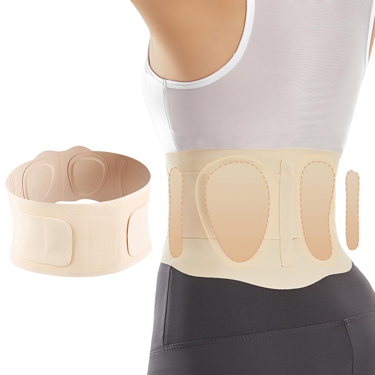 Back Brace for Lower Back Pain Women Men, Waist Support Back Support Brace Back Brace for Men Lower Back Pain Relief Products, Back Belt Sciatica Pain Relief Back Brace for Women Men (Beige, Medium)