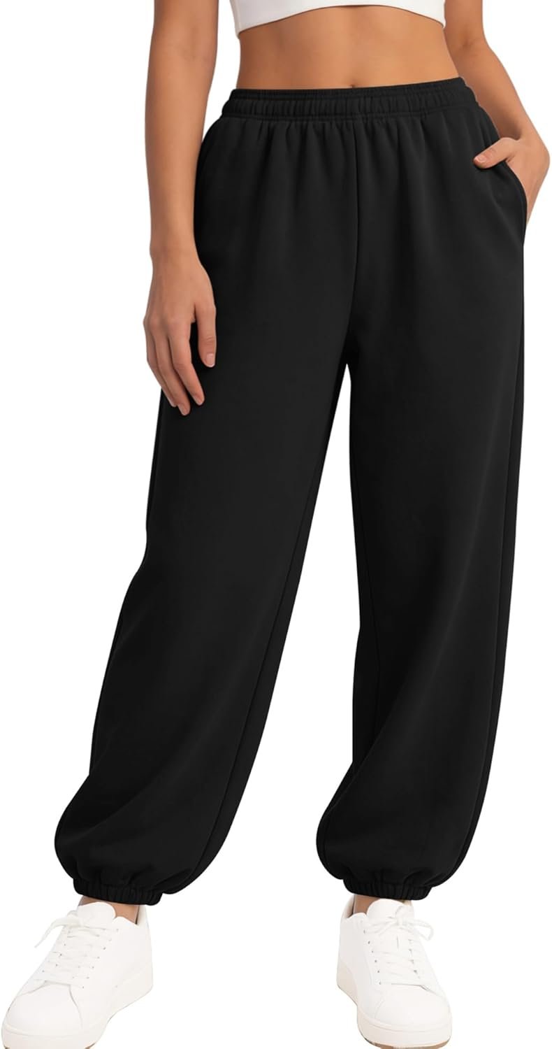 LOMON Sweatpants Women Fleece Joggers Wide Leg Sweat Pants Baggy Gym Sweatpant Winter Spring Drawstring Clothes with Pockets