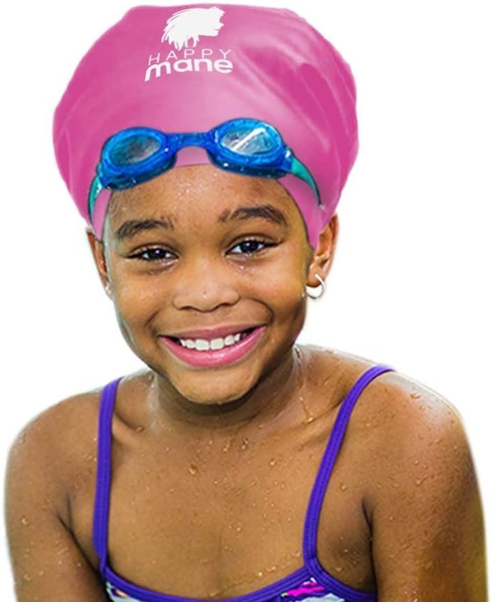 Silicone Swim Cap for Braids and Dreadlocks – Keeps Your Hair Dry While Swimming and Bathing Long Hair, Extensions, and Curly Hair – Large Shower Cap for Women, Men, Kids (Pink, Small)