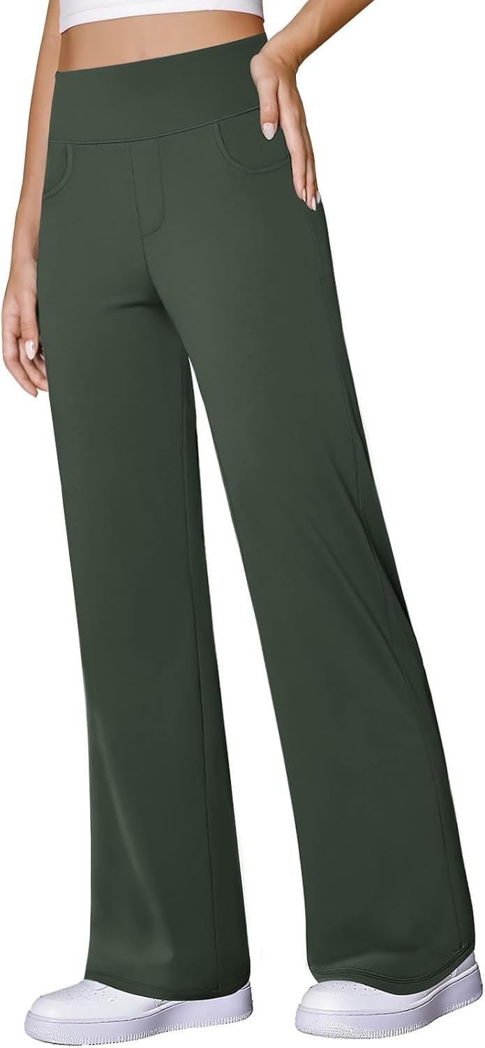 COPYLEAF Wide Leg Yoga Pants Women Stretch Dress Work Pants with Pockets Lounge Casual Sweatpants