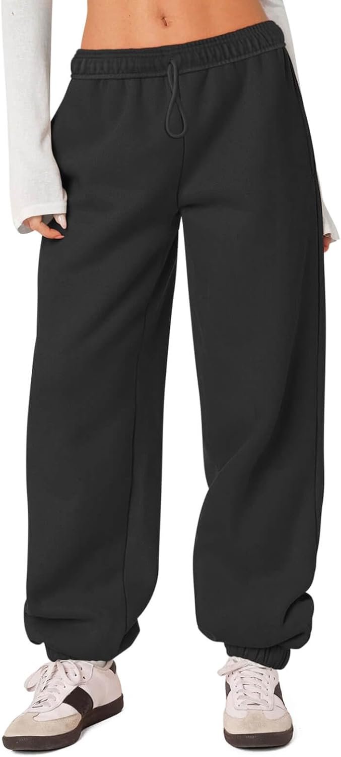 HeSaYep Women’s Baggy Sweatpants High Waisted Sweat Pants Interior Drawstring Baggy Jogger Pants