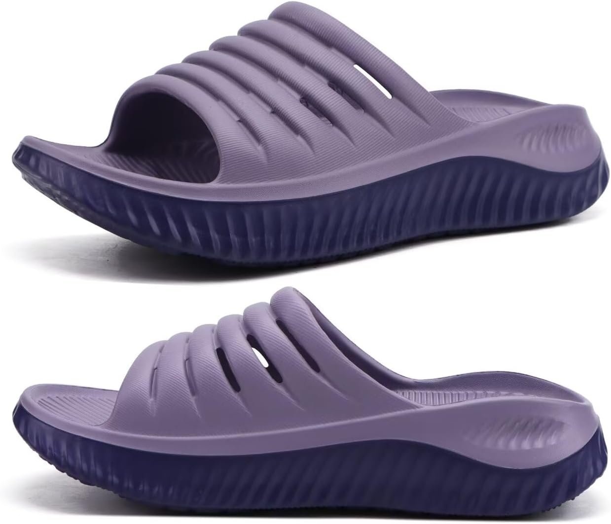KuaiLu Womens Recovery Sandals With Comfortable Plantar Fasciitis Support,Ladies Orthotic Open Toe Sport Slides Thick Cushion Reduces Stress on Feet,Joints & Back Post-Exercise