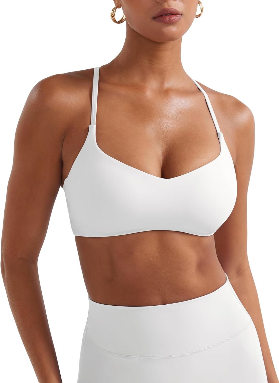 YEOREO Y Back Sports Bras for Women Padded Racerback Bra Paisely Light Impact Adjustable Straps Gym Workout Tops