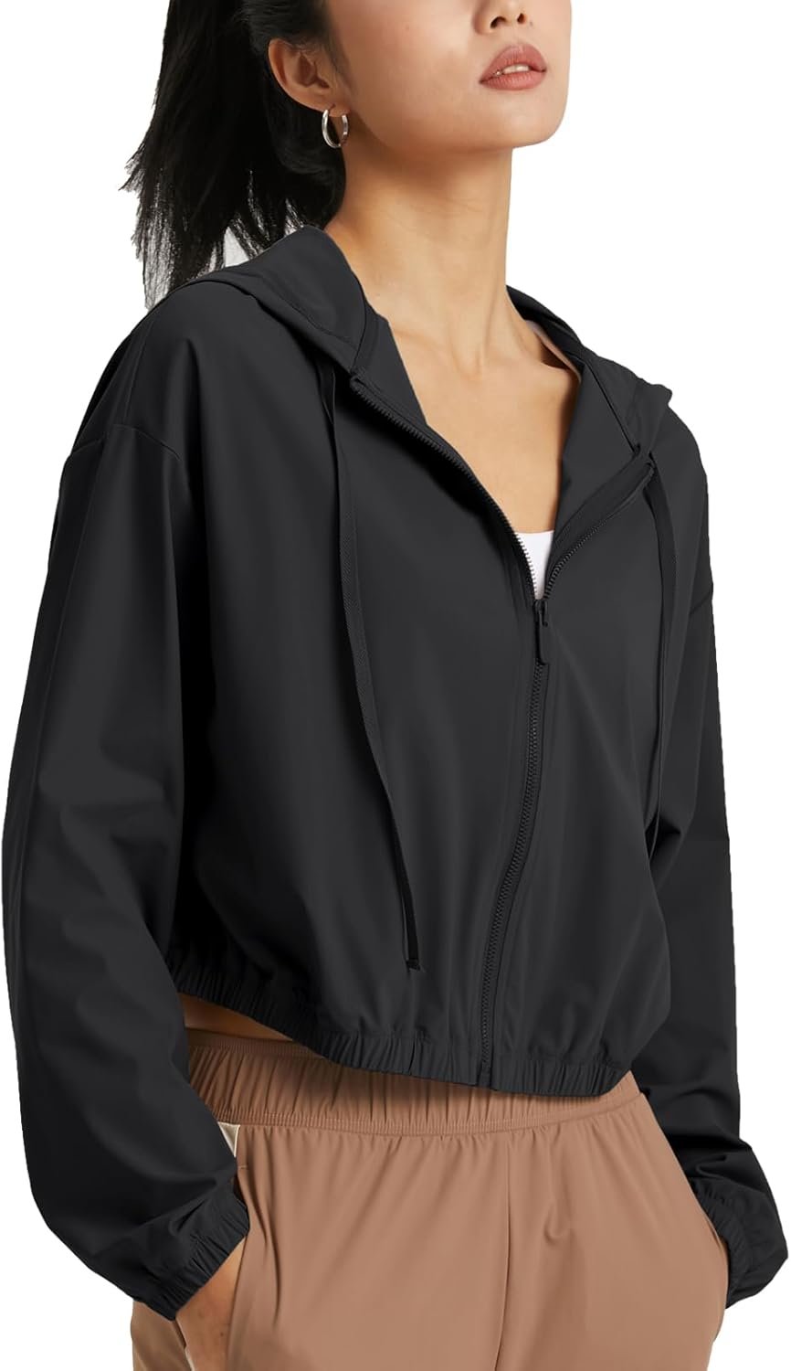 altiland Women’s UPF 50+ Sun Protection Cropped Jackets Zip Up Cooling Shirt Athletic Workout Running Hoodie