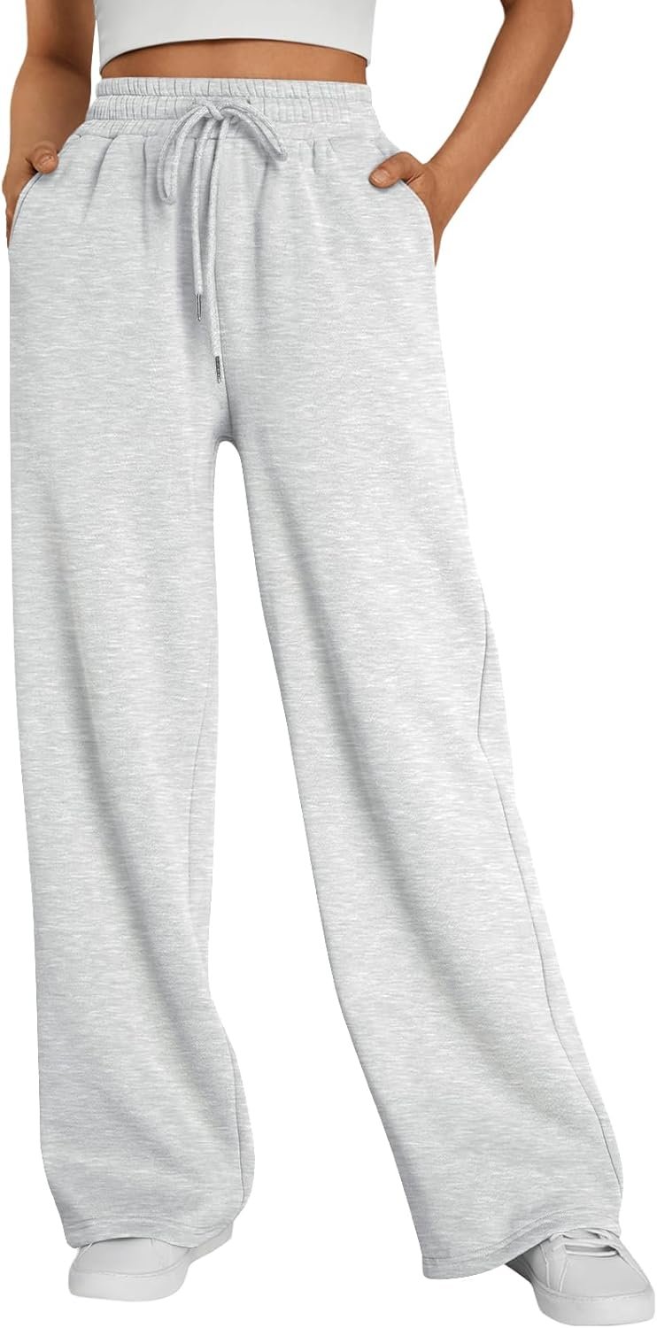 Trendy Queen Womens Wide Leg Fleece Lined Sweatpants Winter Baggy Lounge Travel Pants Fashion Outfits 2025 Joggers Clothes