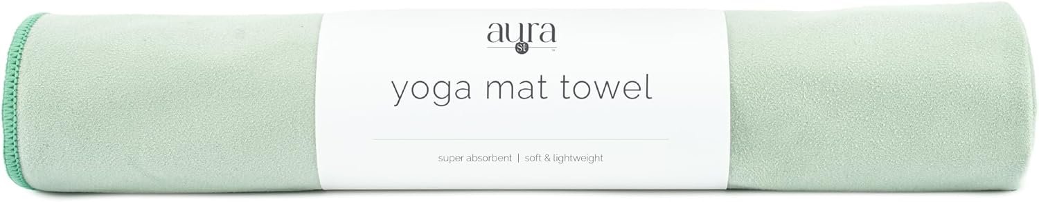 S&T INC. Microfiber Yoga Mat Towel, Quick Dry Towel, Soft and Absorbent for Gym, Pilates, and Hot Yoga Mat, 1 Pack, 26.5 inches x 72 inches, Sage Green
