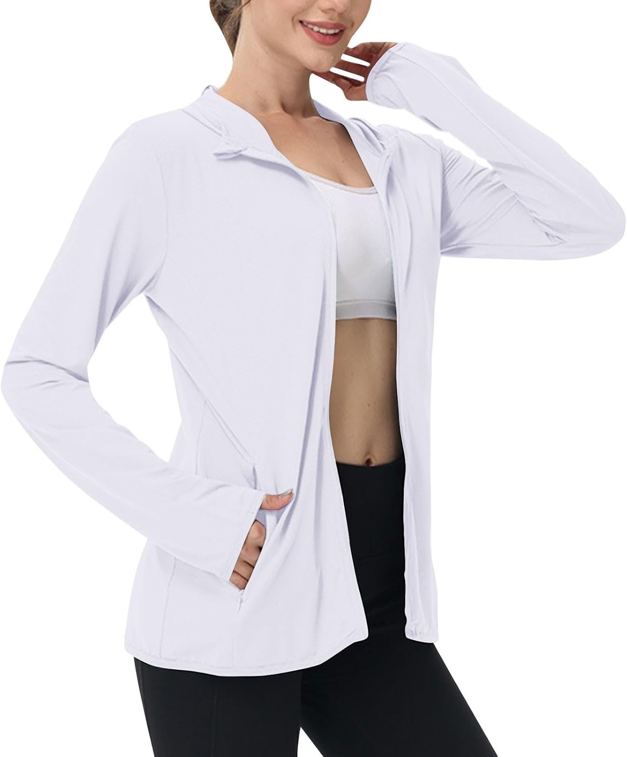 Women’s Full Zip UPF 50+ Sun Protection Hoodie Jacket Long Sleeve Lightweight Outdoor Hiking Sun Shirts Rash Guards