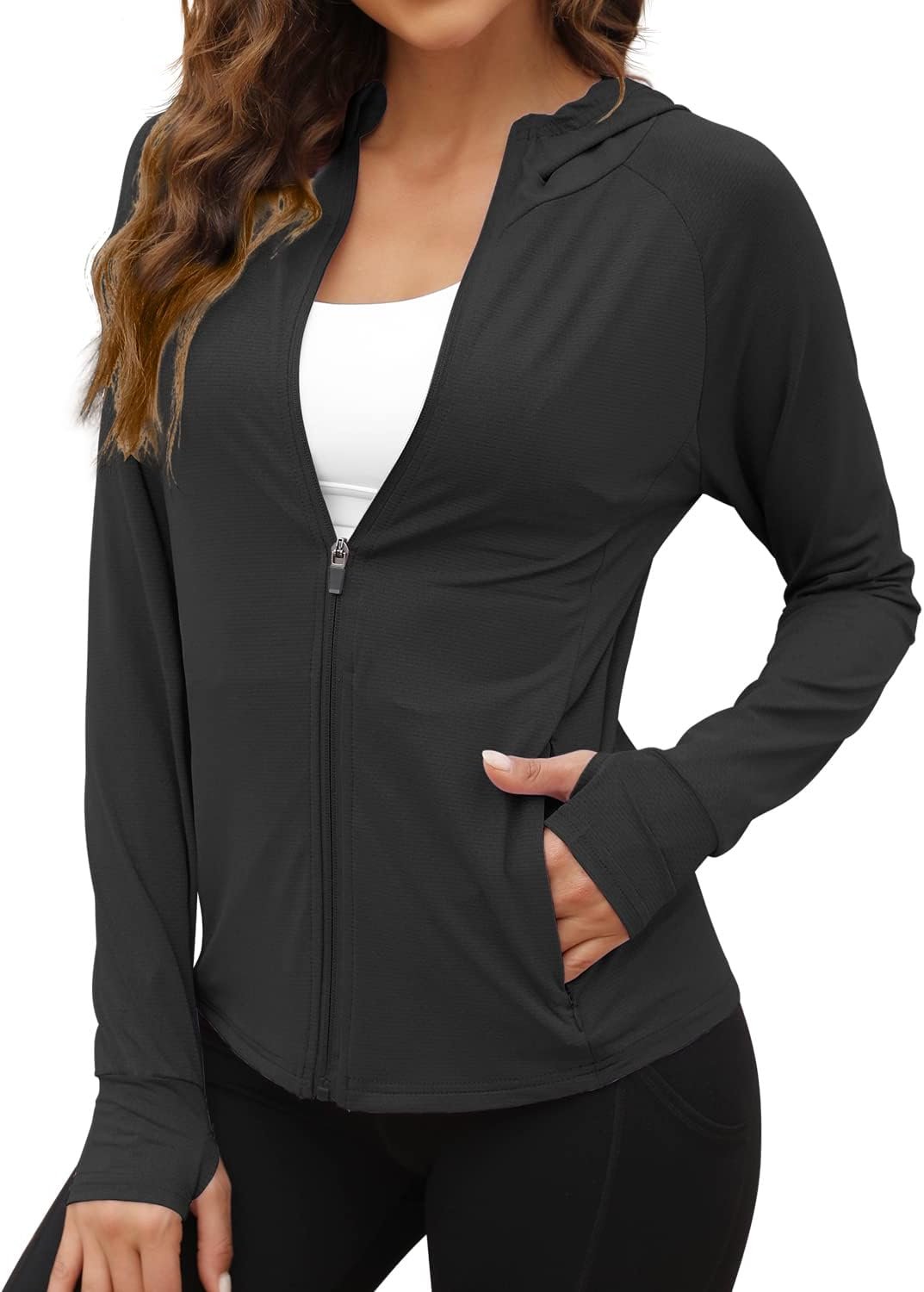 We1Fit Women’s UPF 50+ Sun Protection Jacket Hoodie Sun Shirts Hiking Running Athletic Shirt
