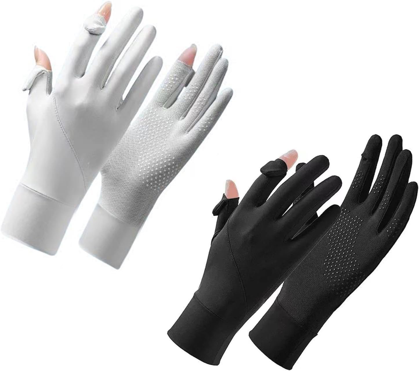COLEDRE 2 Pairs Sun Protection Gloves for Women UV Gloves Full Finger Touchscreen Non Slip Breathable Summer Outdoor Gloves for Driving Cycling Running Walking