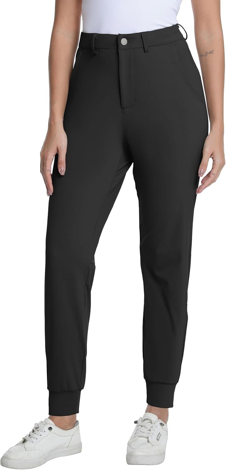Women’s Golf Joggers Pants with Belt Loops Stretch Travel Work Slacks Business Ankle Dressy Casual Sweatpants