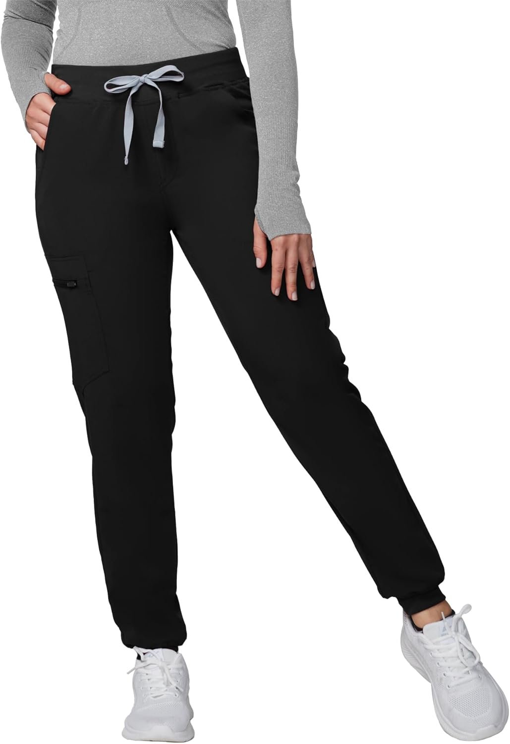 Kitmaz Medical Scrub Pants for Women – Mid Rise 4-Way Stretch Anti-Wrinkle Slim Fit Jogger Pants, Drawstring & 5 Pockets