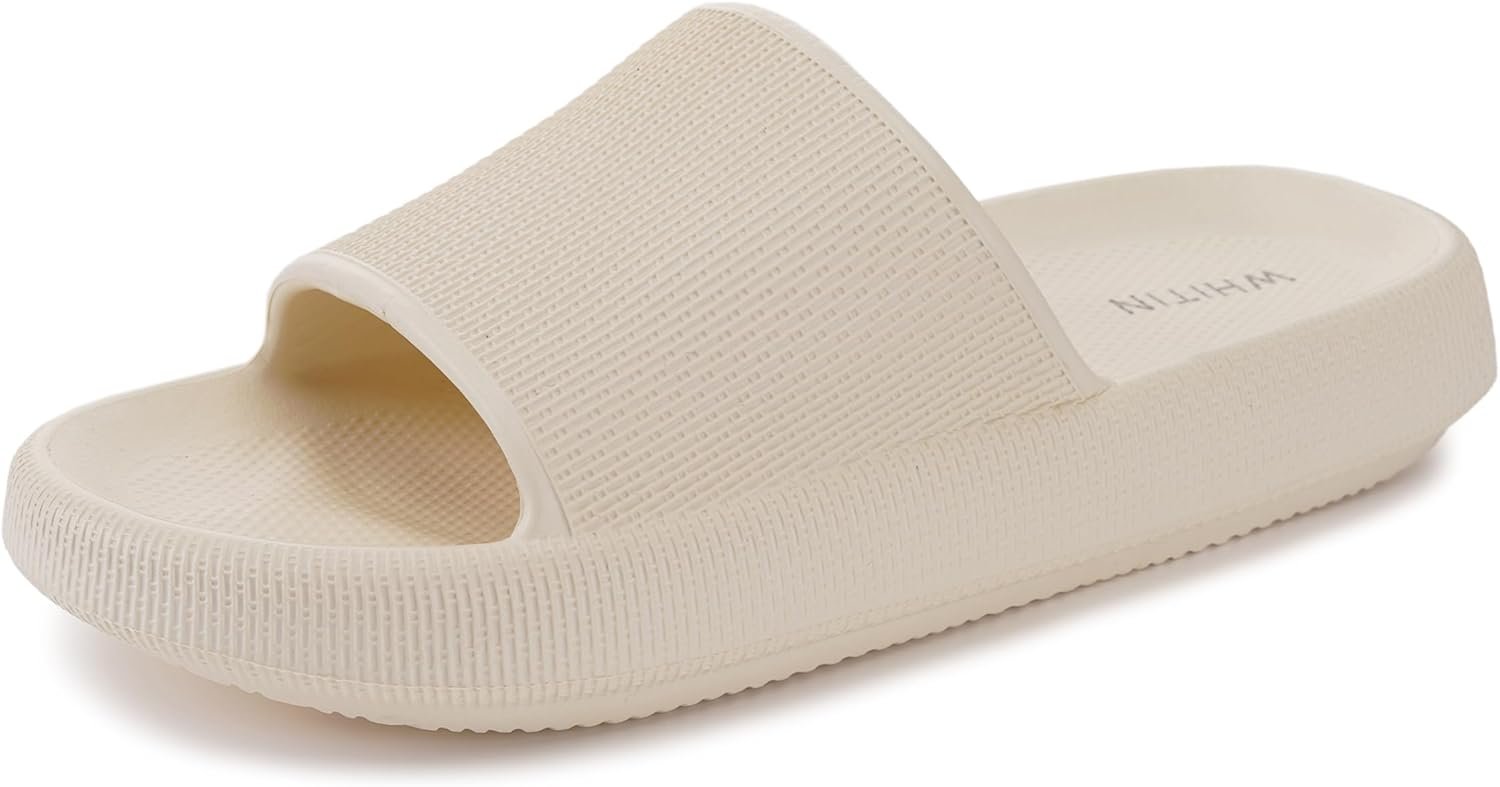 WHITIN Slippers for Women Non Slip | Cushioned Thick Sole Slides | Quick Drying Bathroom Sandals