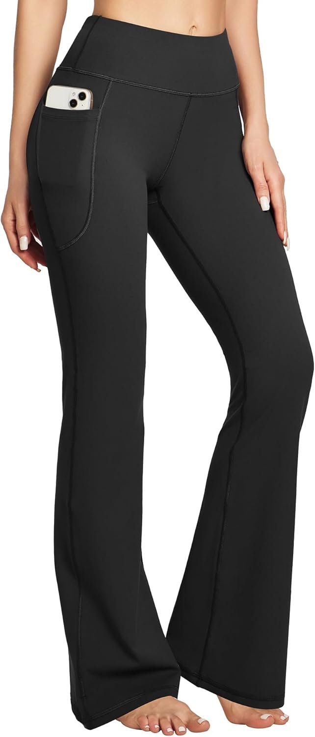 Heathyoga 28”/30″/32″ Yoga Pants Women with Pcokets Wide Leg Yoga Pants for Woman Flare Leggings Bootcut Work Dress Pants