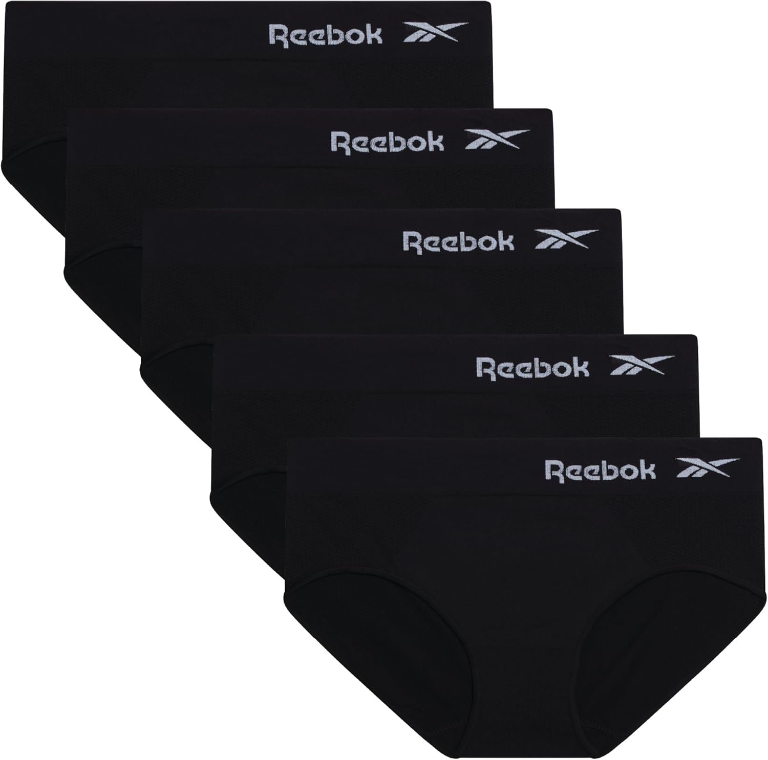 Reebok Hipster Panties for Women – 5 Pack Stretch Performance Seamless Underwear with Relaxed Tag-Free Waistband (S-XL)