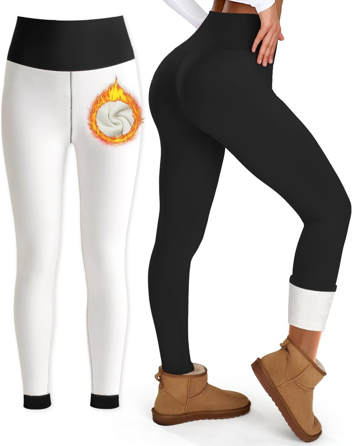 Bluemaple Fleece Lined Leggings for Women High Waisted Tummy Control Thermal Warm Winter for Women Workout Yoga Pants