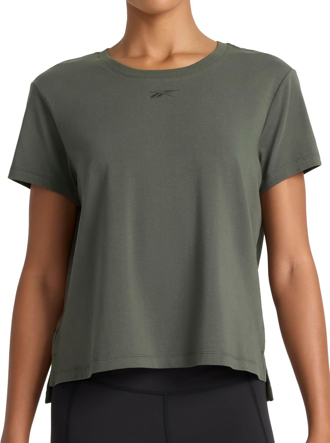 Reebok Women’s Embroidery Hit Graphic Crewneck T-Shirt, Standard Fit, Lightweight Stretch Cotton Fabric