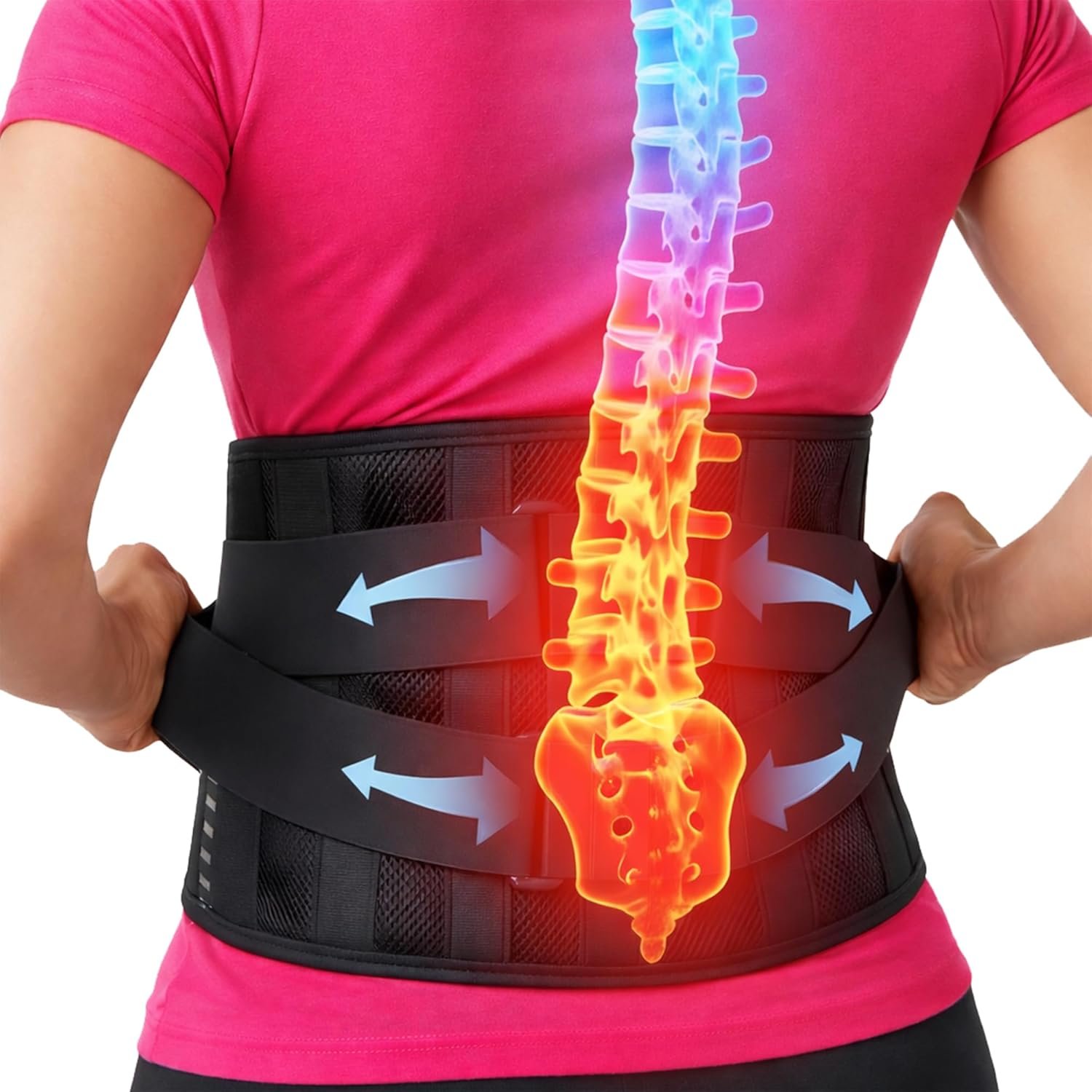 Back Brace for Lower Back Pain Relief | Sciatica Lumbar Support Belt for Men & Women, Adjustable Back Support Brace for Work & Daily Use, All-Day Comfort & Heavy-Duty Compression (X-Small (28.5-33.9″))