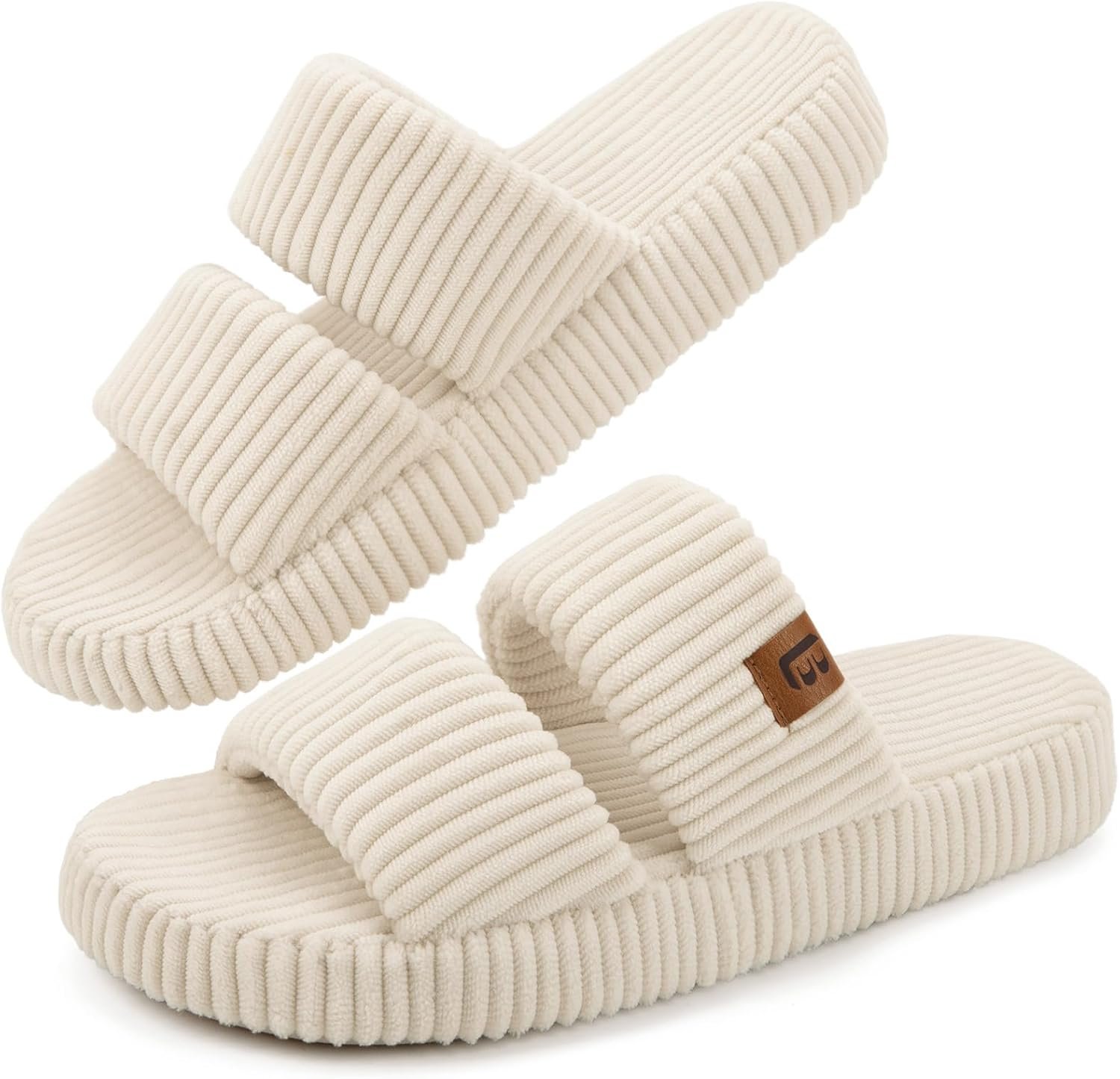LongBay Slippers for Women Memory Foam Open Toe Slide Indoor House Shoes Slip On Bedroom Comfy Gift
