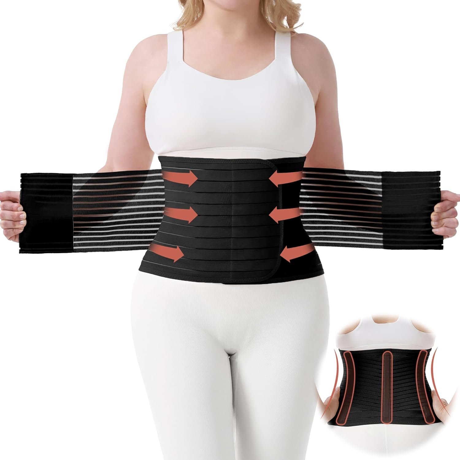 Trendyline Postpartum Belly Band for Women: Abdominal Binder for C Section Recovery Post Surgery Compression Reduce Swelling Diastasis Recti Repair – Lightweight Adjustable After Birth Belly Wrap