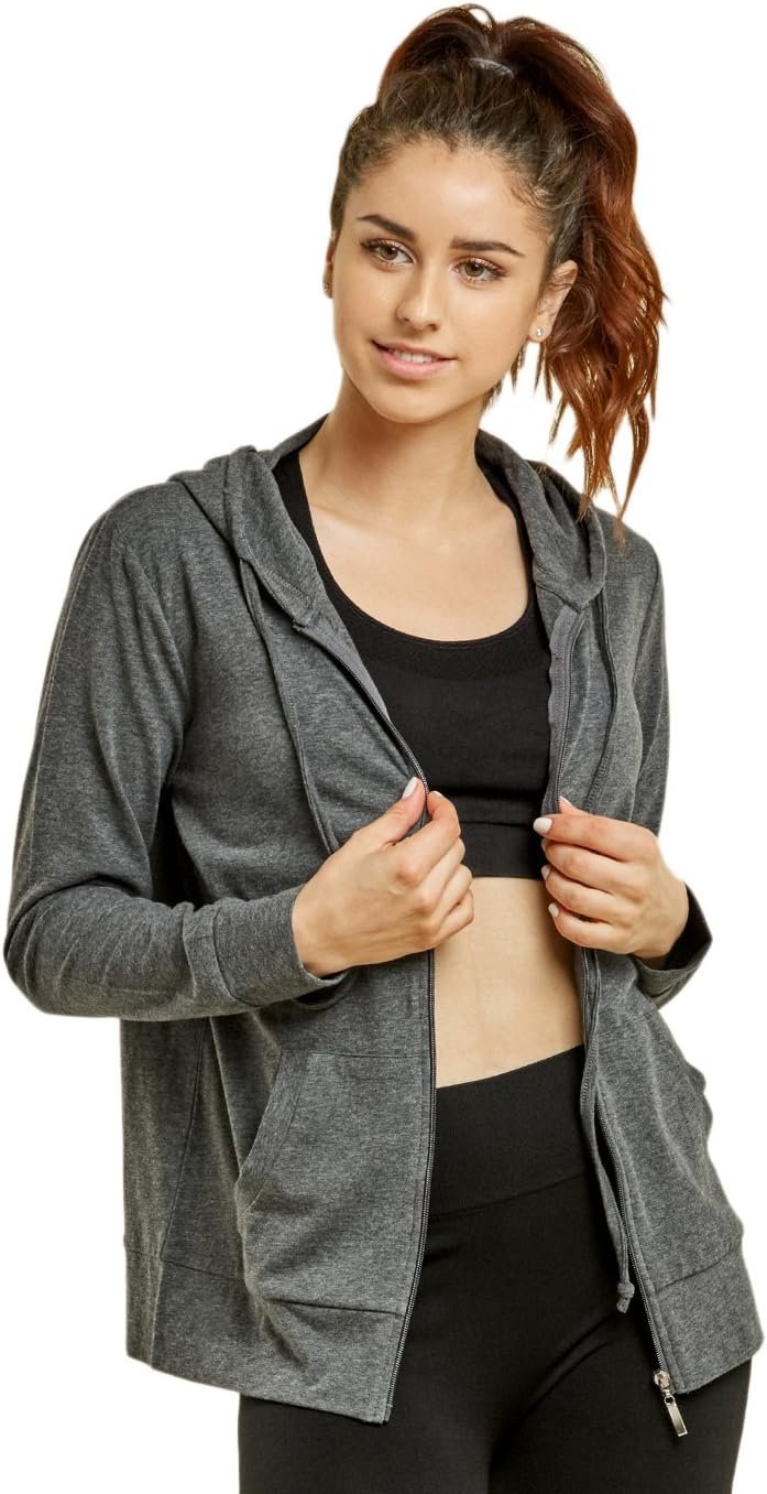 Sofra Women’s Thin Cotton Zip Up Hoodie Jacket