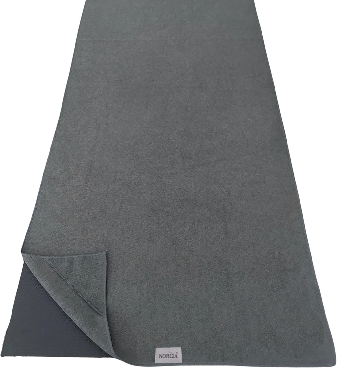 Non Slip Yoga Towel with Corner Pockets, Mat-Sized 24″x72″, 100% Microfiber Sweat Absorbent, Perfect for Hot Yoga, Bikram, Pilates and More (Grey)