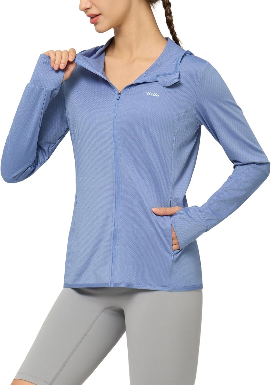 Willit Women’s UPF 50+ Sun Protection Shirts UV Long Sleeve Zip Hoodies SPF Lightweight Jacket Hiking Outdoor with Pockets