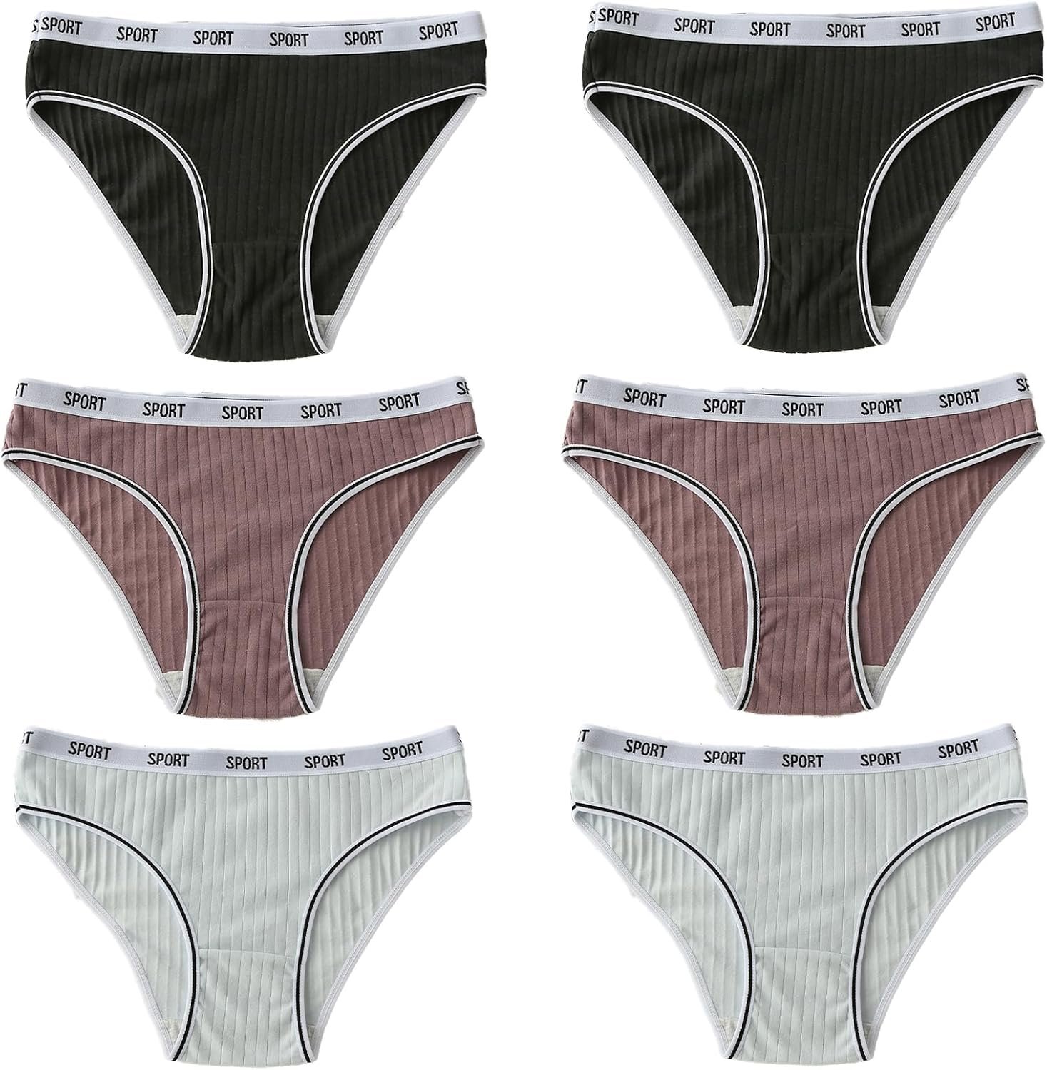 Cotton Underwear High Cut Bikini for Women High-Mid Waist Panties Moisture Wicking Brief Multipack