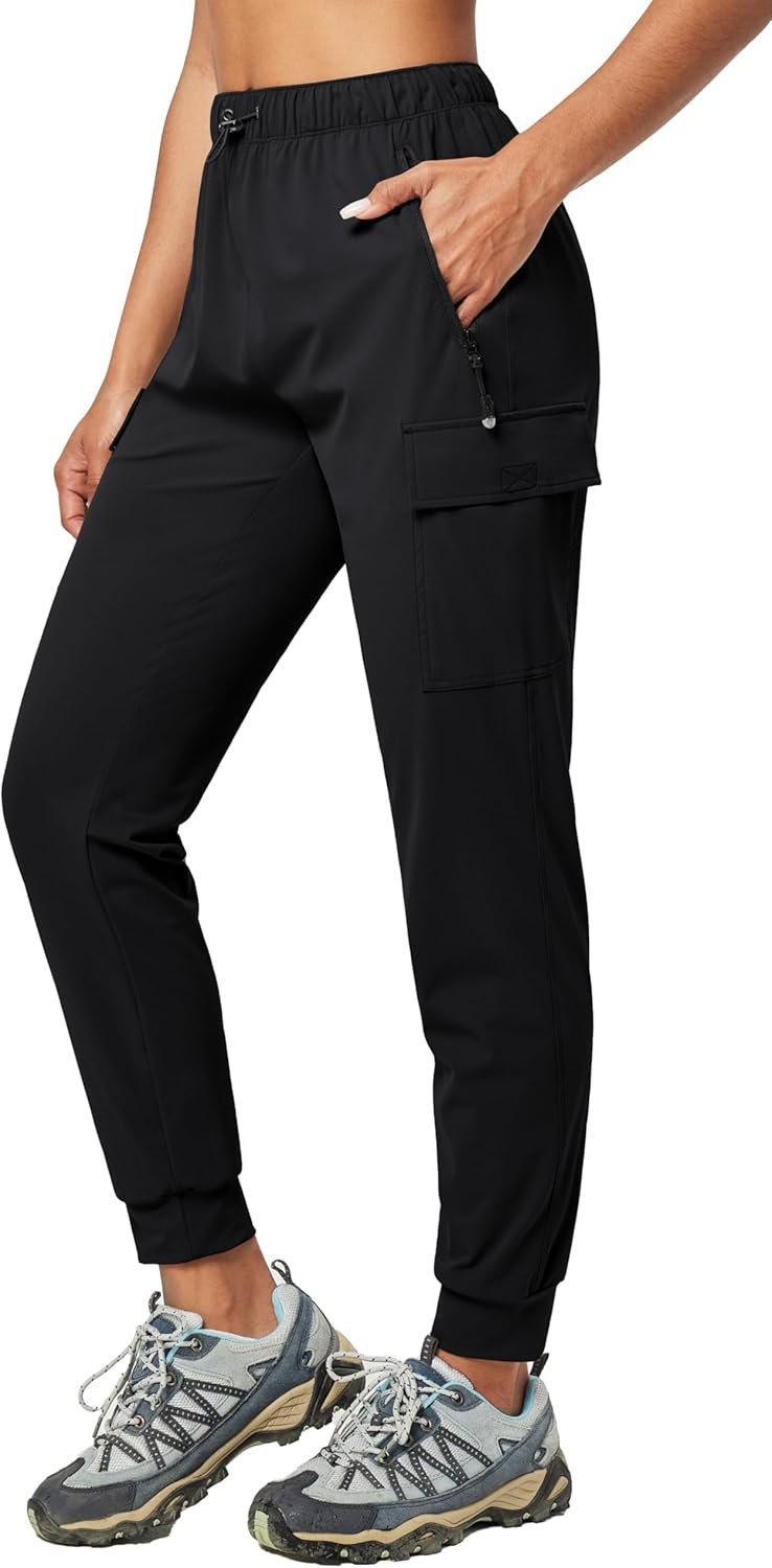 IUGA Women’s Hiking Pants Cargo Joggers for Women with Pockets Lightweight Stretchy Quick Dry Travel Athletic Outdoor UPF50+