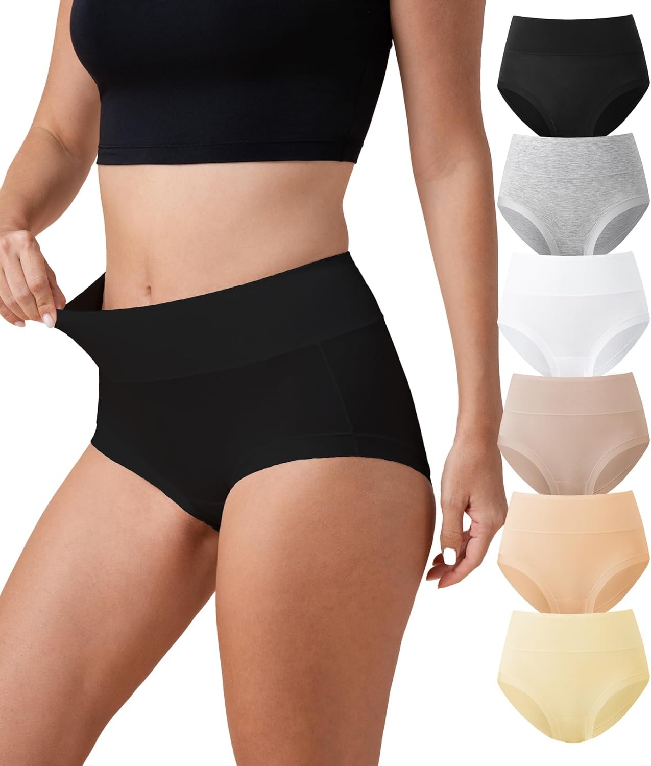 DAVID ARCHY Womens Underwear High Waisted Moisture Wicking Briefs Soft Breathable Ladies Panties 6 Pack