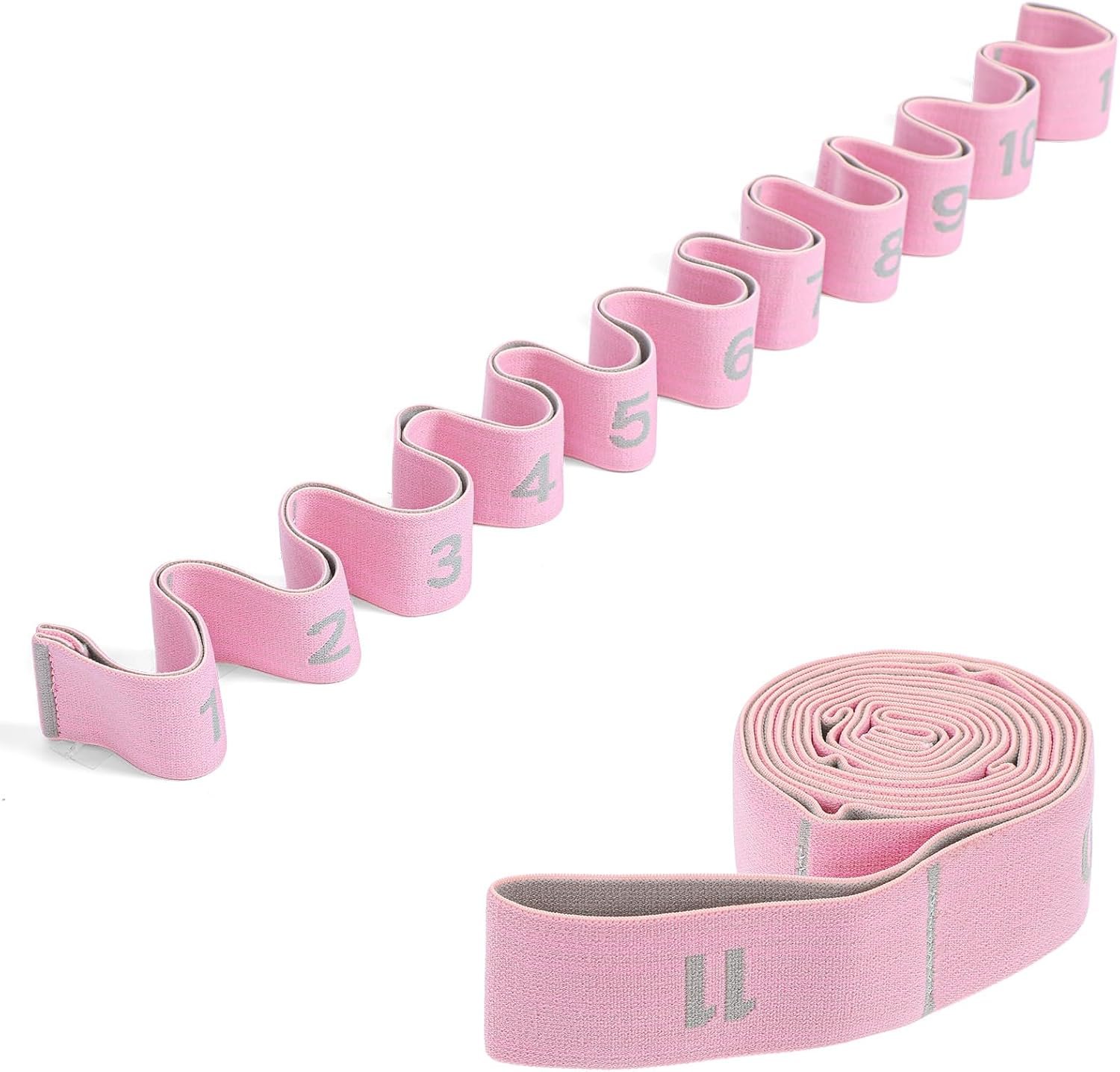 Yoga Bands For Stretching Stretch Straps with Loops Elastic Stretching Strap With Loops Physical Pilates Stretch Band For Flexibility(Pink)
