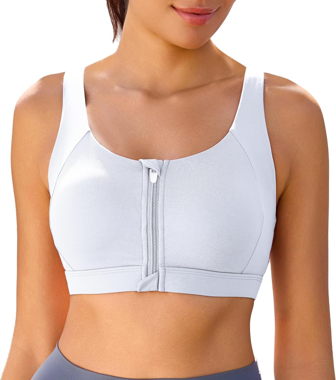 Vorcy Front Zipper Sports Bras Adjustable High Impact Sports Bras U Back High Support Yoga Bra with for Yoga & Gym Workouts