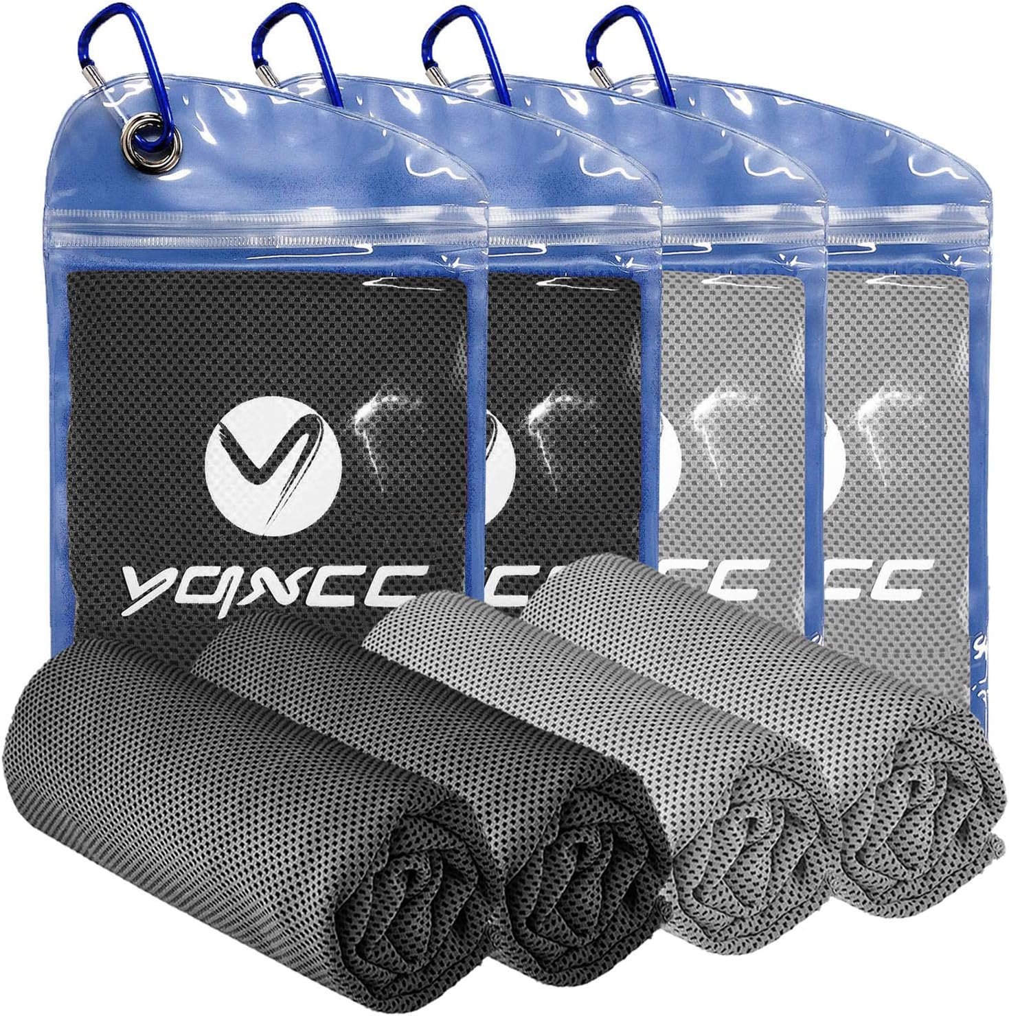 YQXCC 4 Pack Cooling Towels 40″x12″, Microfiber Ice Towels for Neck & Face, Soft Breathable Cool Rags for Gym Yoga Golf Running Camping Hot Weather
