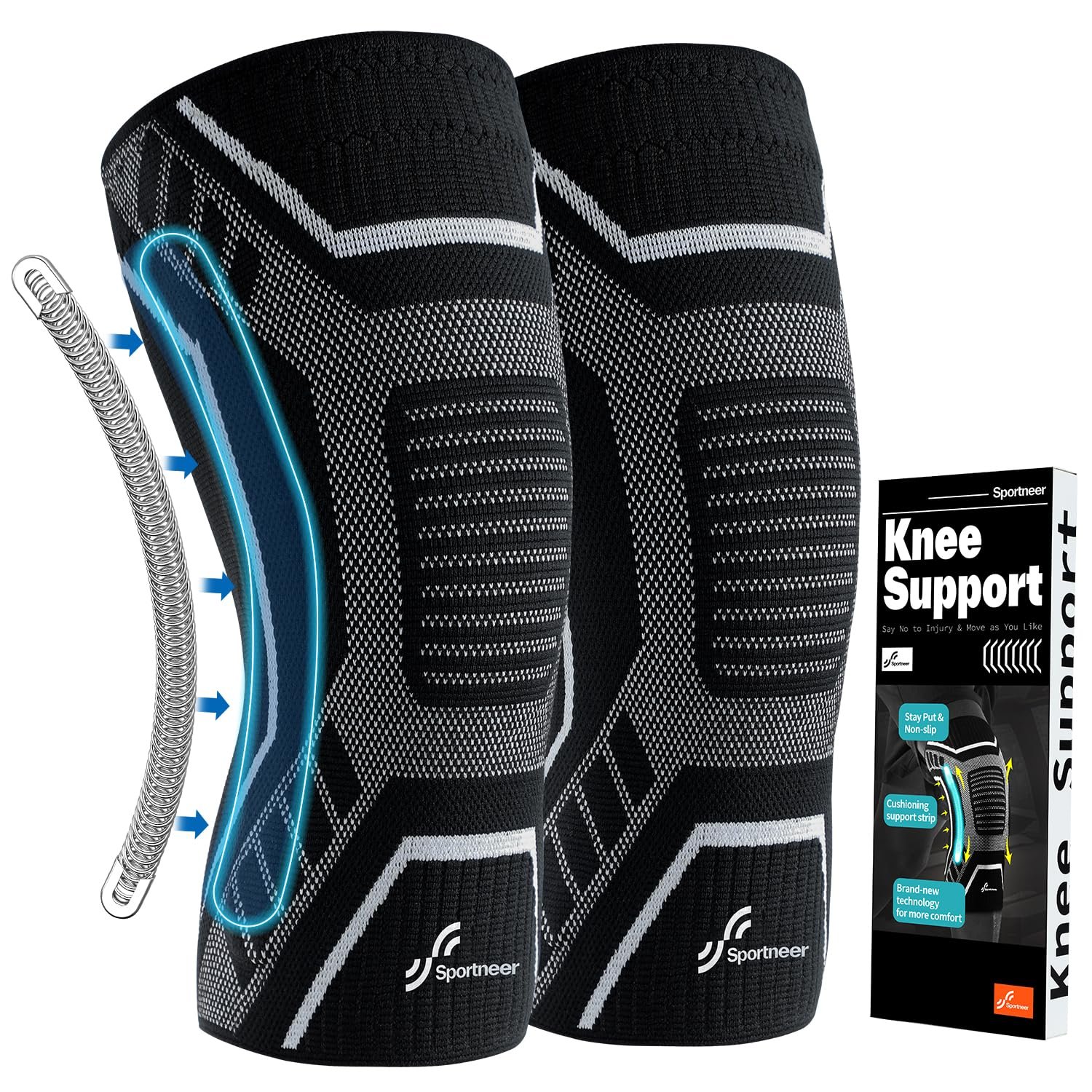 Copper Knee Brace for Men & Women – Knee Compression Sleeve with Side Stabilizers – Knee Support for Running, Hiking, Walking, Basketball, Volleyball, Meniscus Tear, ACL, Arthritis Knee Pain Relief