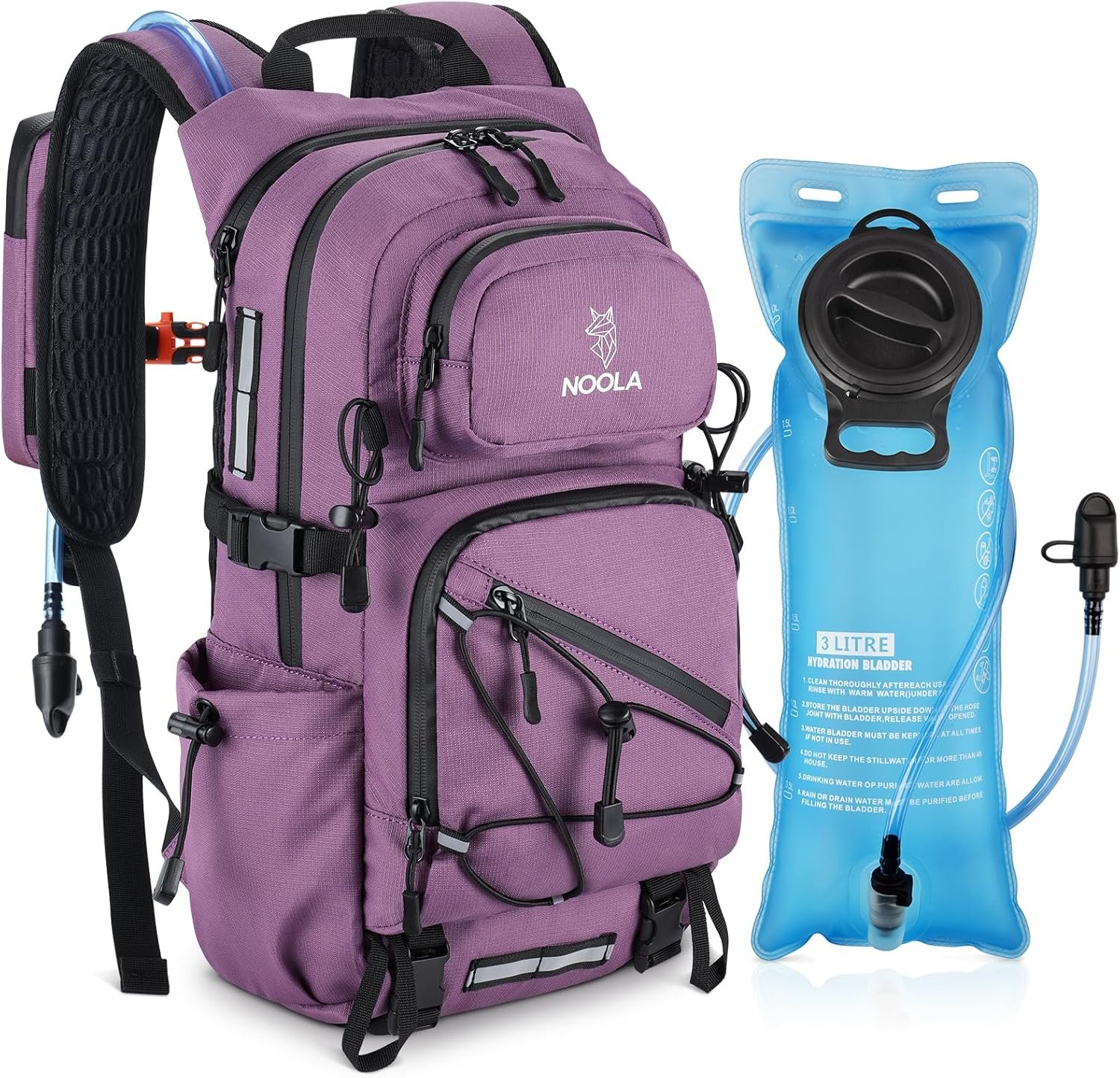 NOOLA Hydration Backpack with 3L Water Bladder, 22L / 25L Water Backpack for Hiking Cycling Biking, Lightweight Hiking Pack
