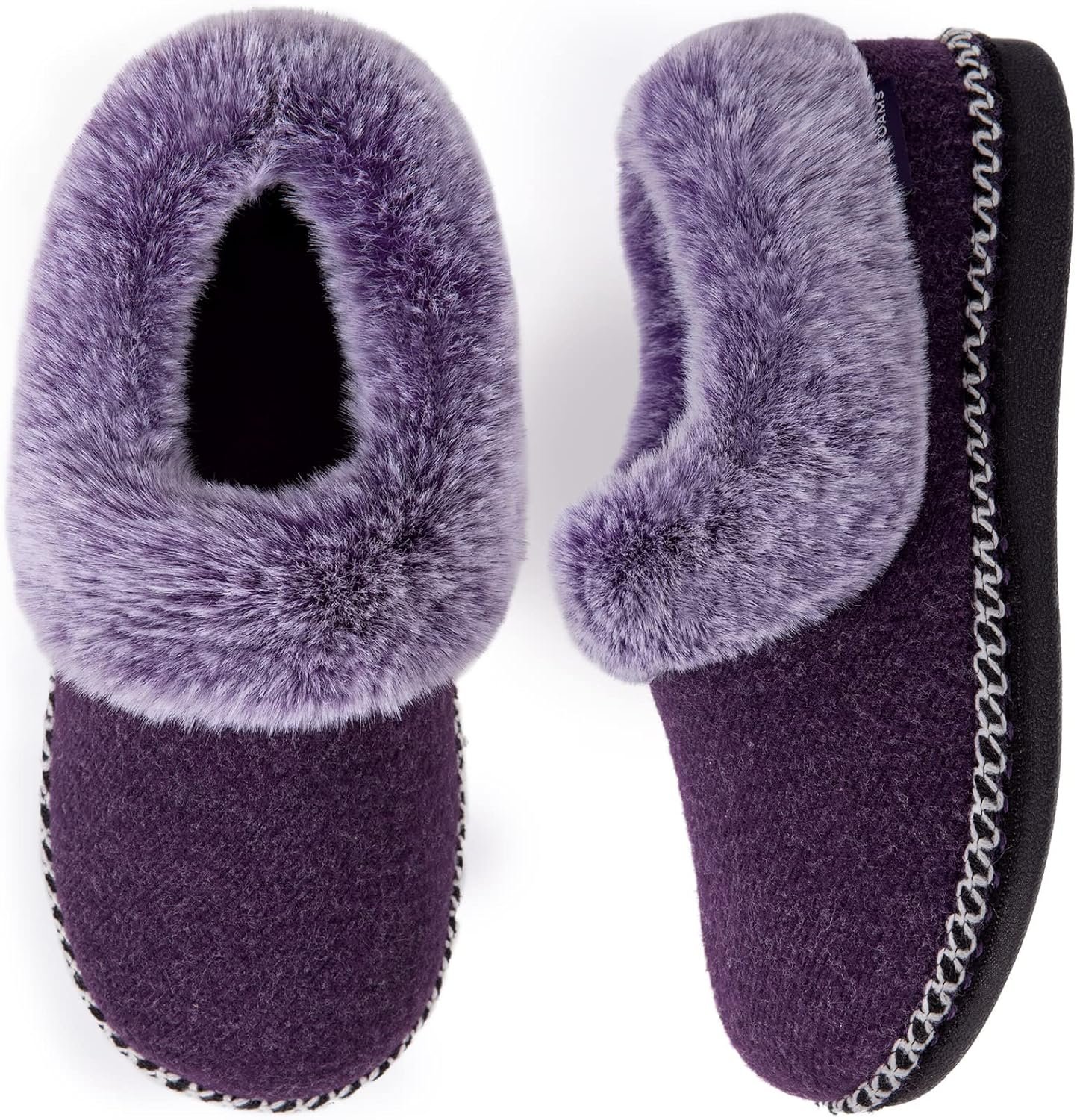 EverFoams Women’s Bootie Slippers Warm Soft Comfy Memory Foam Non-slip Indoor House Shoes with Fluffy Collar