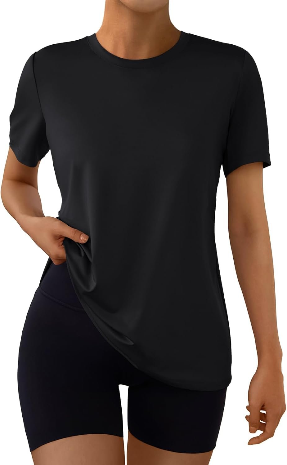 AUTOMET Women’s Workout Tops Short Sleeve Gym Shirts Yoga Moisture Wicking Quick Dry Athletic Tshirts for Running Hiking