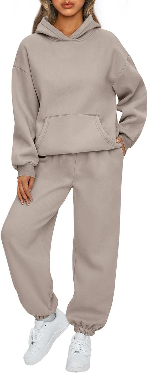 AUTOMET Womens 2 Piece Lounge Sweatsuit Sets Oversized Fall Hoodies & Baggy Jogger Sweatpants