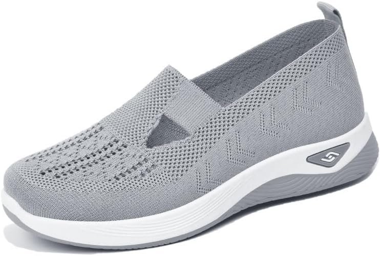 AioTio Women’s Breathable Woven Walking Shoes,Slip-on Comfortwear Lightweight Anti-Skid Sneakers,Upgraded Comfortable Insole