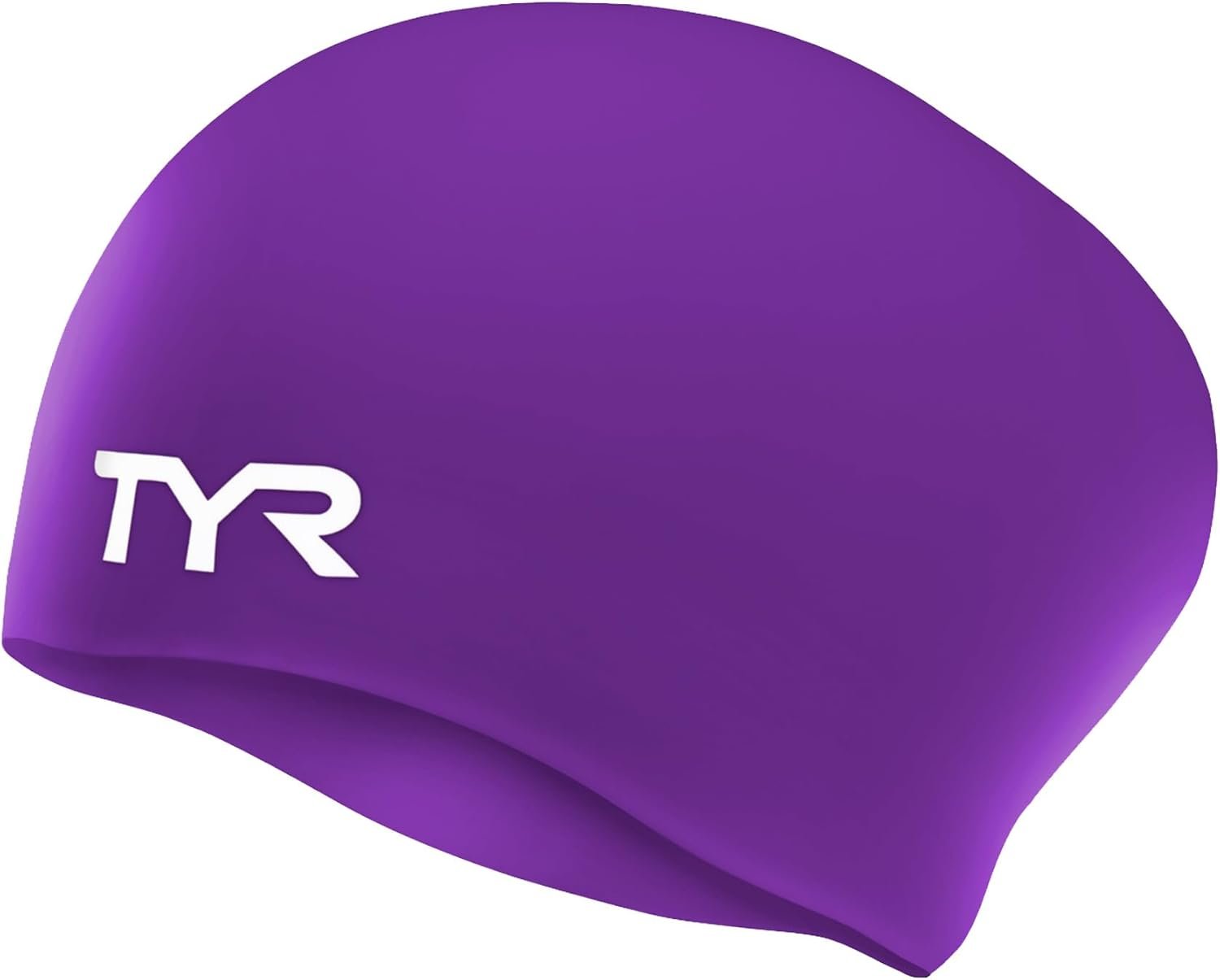 TYR Adult Silicone Long Hair Swim Cap – Wrinkle-Free, Streamlined Performance Cap for Braids & Thick Hair Protection