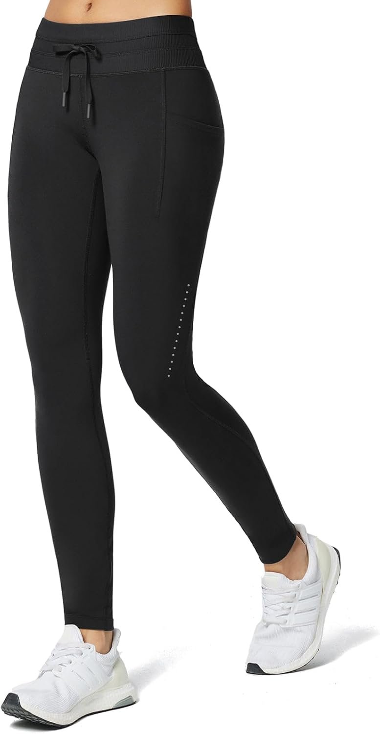 baleaf Women’s Fleece Lined Leggings Water Resistant High Waisted Thermal Warm Winter Tights Ski Hiking Pants with Pockets