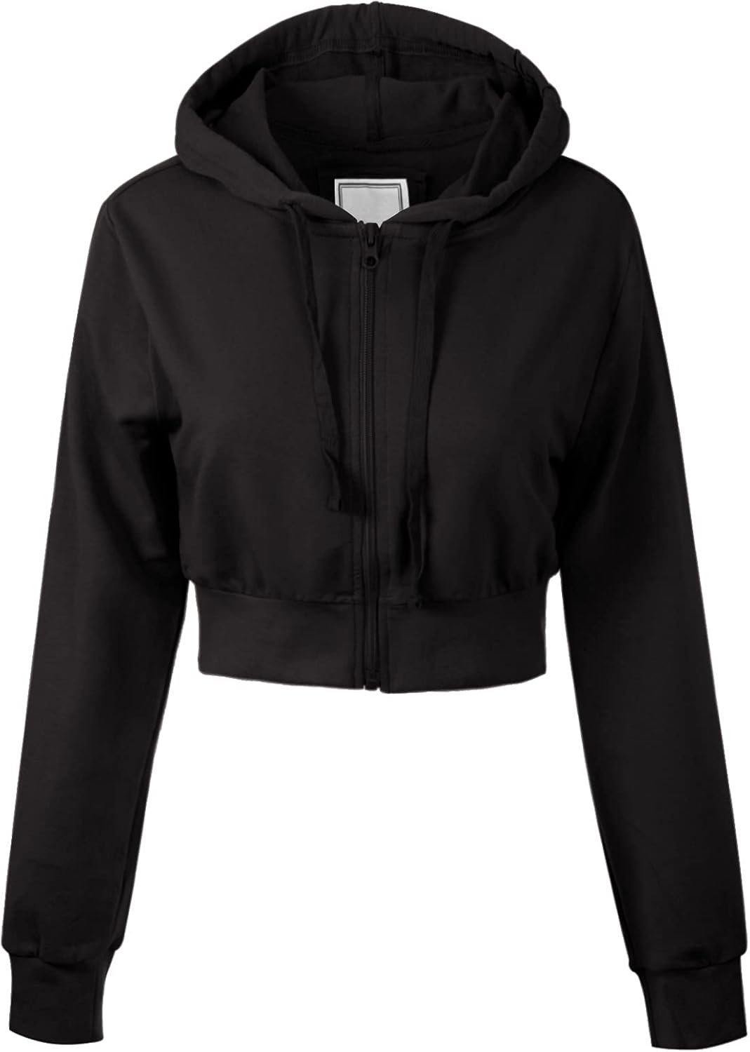 MixMatchy Women’s Solid Casual Basic Long Sleeve French Terry Zip Up Crop Hoodie Jacket