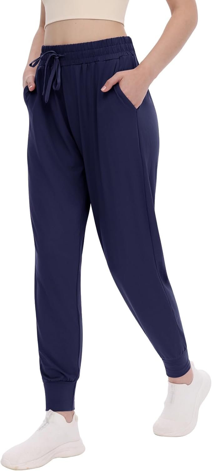 TNNZEET Women’s Joggers with Pockets – High Waisted Sweatpants Tapered Leg Drawstring Lightweight Athletic Pants